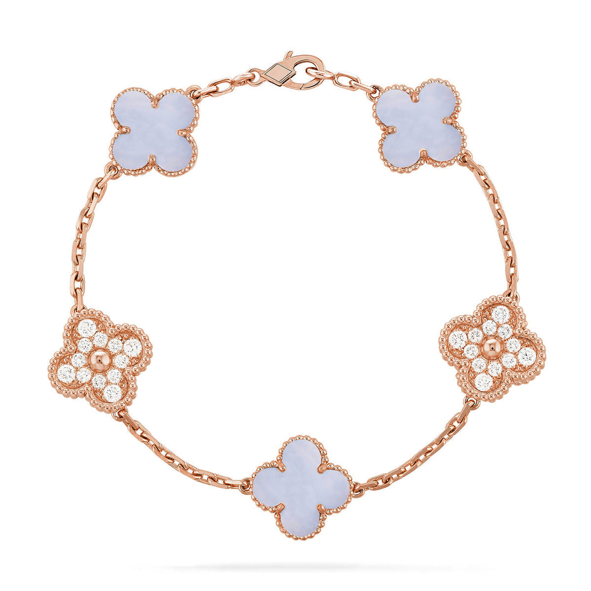 [?Vintora] CLOVER 5 MOTIF PURPLE CHALCEDONY BRACELET COLLECTION