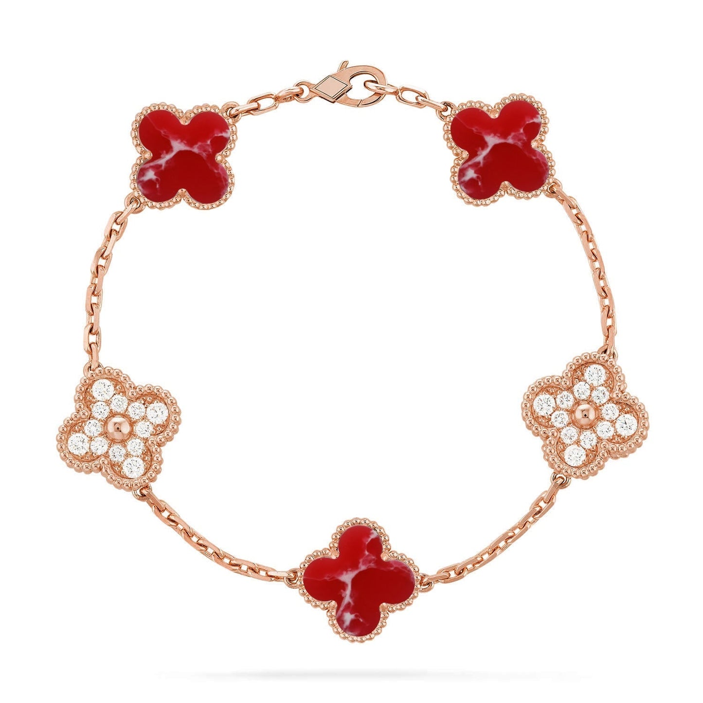 [?Vintora]CLOVER 5 MOTIF RED PATTERN BRACELET COLLECTION