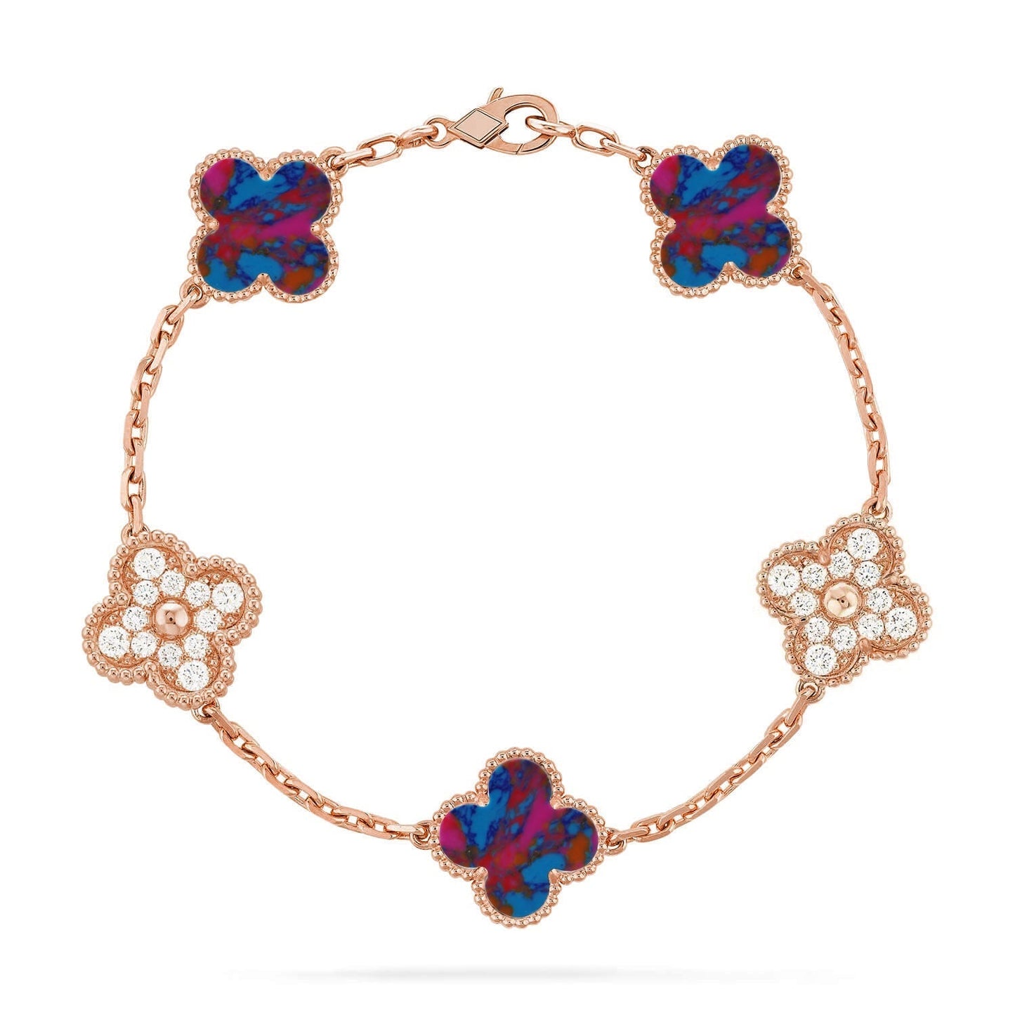 [?Vintora]CLOVER 5 MOTIF COLOR GEMSTONES BRACELET COLLECTION