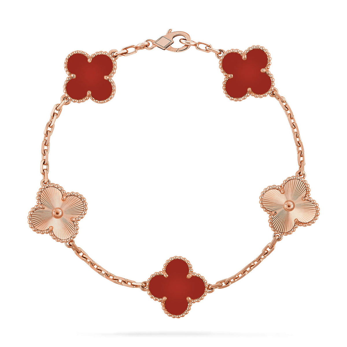 [?Vintora] CLOVER 5 MOTIF RED CORNELIAN BRACELET COLLECTION