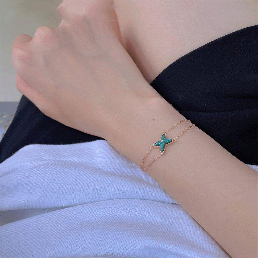 [Vintora]JEUX BRACELET MALACHITE PINK GOLD 1 DIAMOND