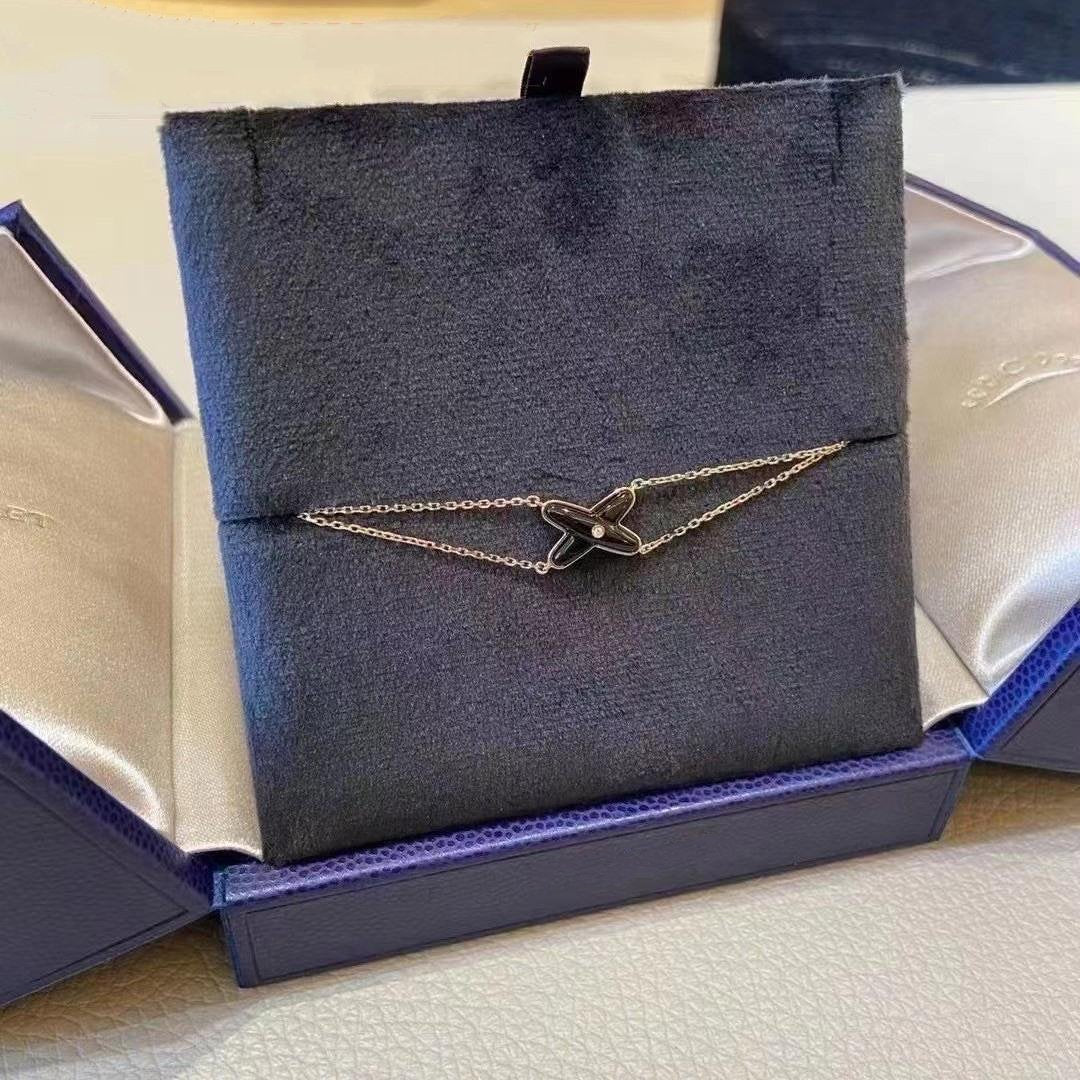[Vintora]JEUX BRACELET ONYX PINK GOLD 1 DIAMOND