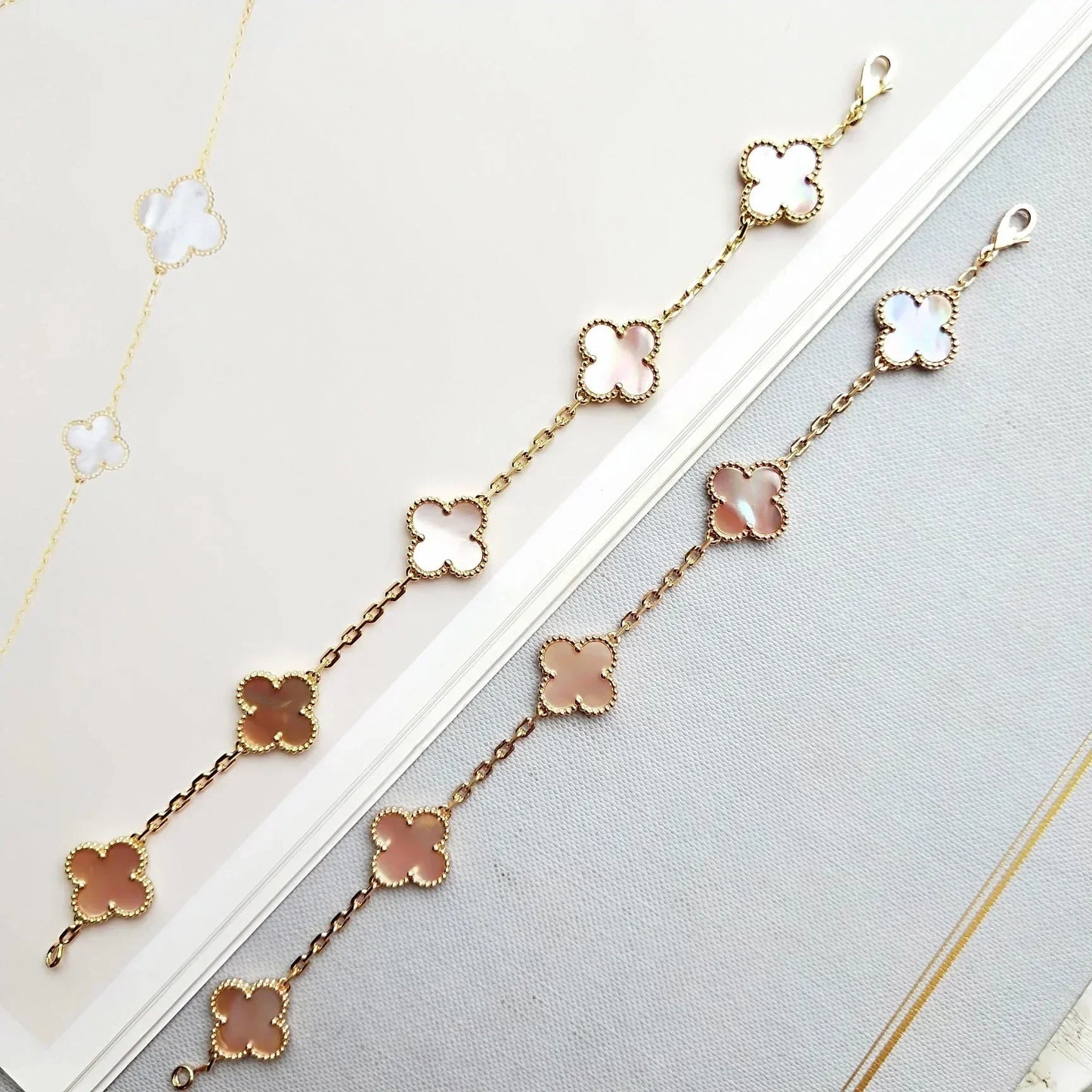 [?Vintora] CLOVER 5 MOTIFS  PINK MOP BRACELET COLLECTION