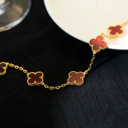 [?Vintora] CLOVER 5 MOTIF RED CORNELIAN BRACELET COLLECTION