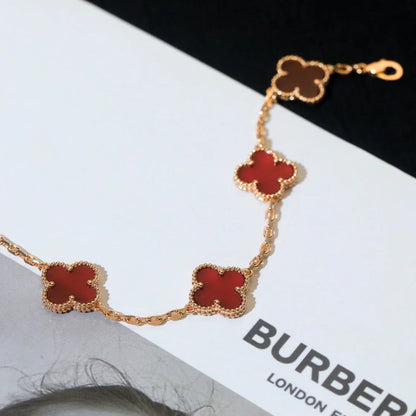 [?Vintora] CLOVER 5 MOTIF RED CORNELIAN BRACELET COLLECTION