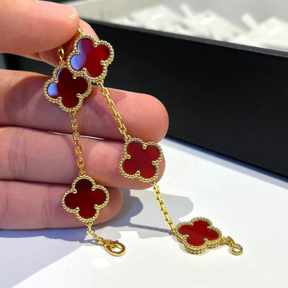 [?Vintora] CLOVER 5 MOTIF RED CORNELIAN BRACELET COLLECTION