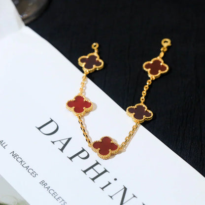 [?Vintora] CLOVER 5 MOTIF RED CORNELIAN BRACELET COLLECTION