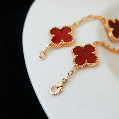 [?Vintora] CLOVER 5 MOTIF RED CORNELIAN BRACELET COLLECTION