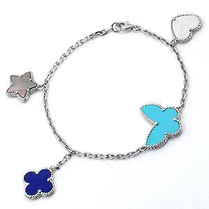 [Vintora]BRACELET ARGENT PRINTEMPS CHANCEUX 4 MOTIFS