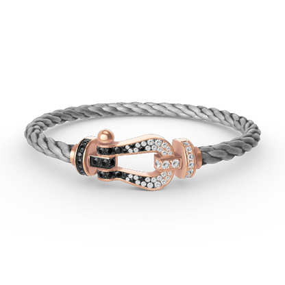[Vintora]FORCE LARGE HORSESHOE BLACK WHITE DIAMOND BRACELET ROSE GOLD