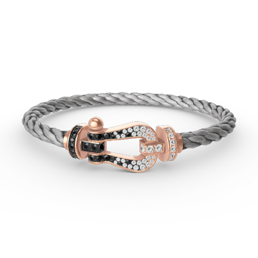[Vintora]FORCE LARGE HORSESHOE BLACK WHITE DIAMOND BRACELET ROSE GOLD