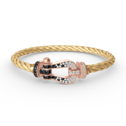 [Vintora]FORCE LARGE HORSESHOE BLACK WHITE DIAMOND BRACELET ROSE GOLD