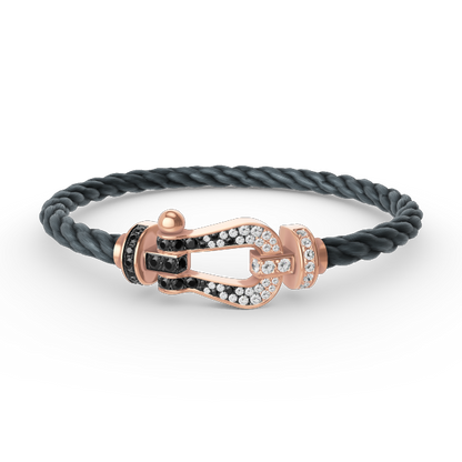 [Vintora]FORCE LARGE HORSESHOE BLACK WHITE DIAMOND BRACELET ROSE GOLD