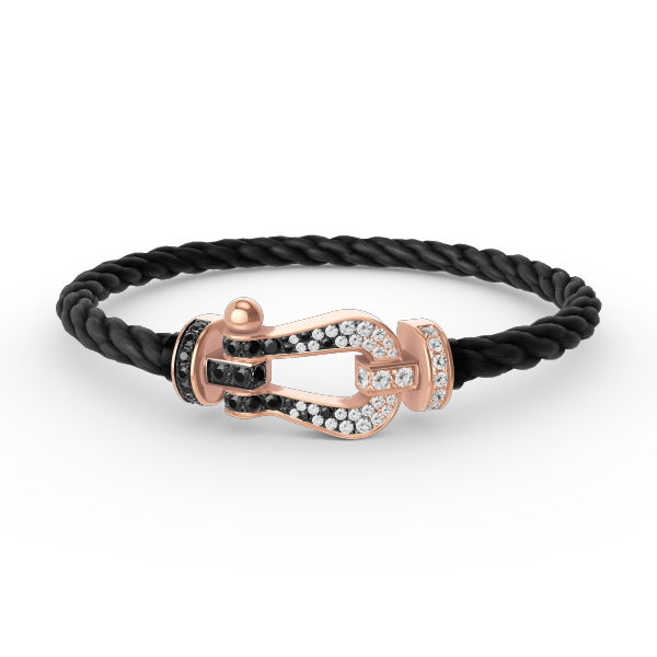 [Vintora]FORCE LARGE HORSESHOE BLACK WHITE DIAMOND BRACELET ROSE GOLD