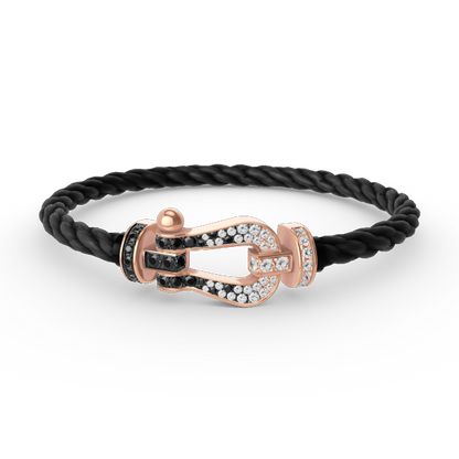 [Vintora]FORCE LARGE HORSESHOE BLACK WHITE DIAMOND BRACELET ROSE GOLD