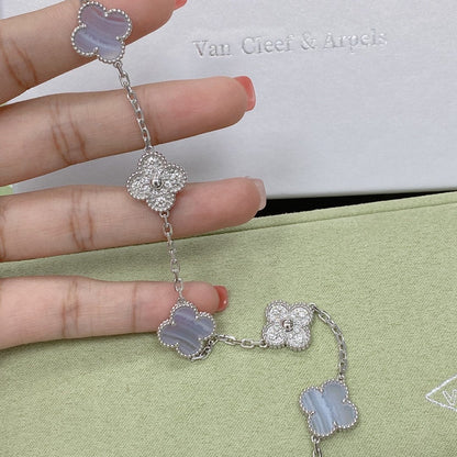 [?Vintora] CLOVER 5 MOTIF PURPLE CHALCEDONY BRACELET COLLECTION