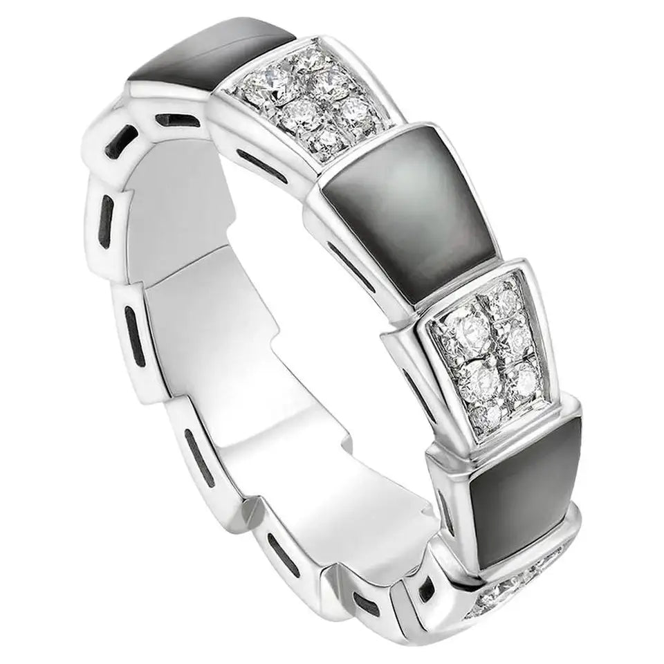 [Vintora]SERPENTI RING SILVER DIAMOND BLACK MOP 4MM