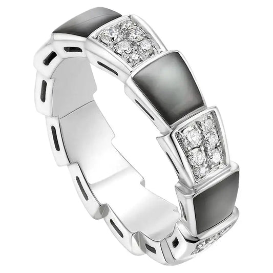 [Vintora]SERPENTI RING SILVER DIAMOND BLACK MOP 4MM