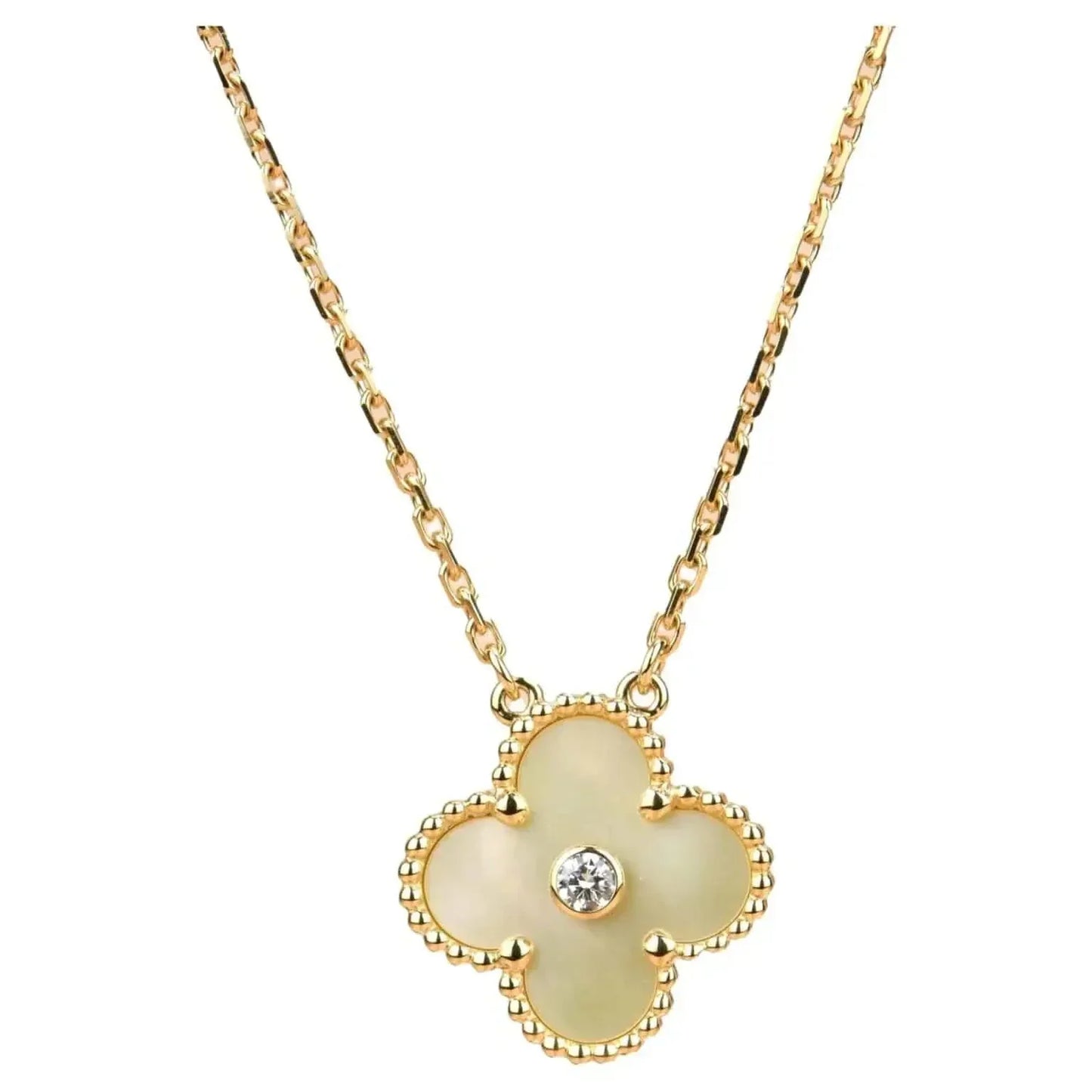[Vintora]COLLIER TRÈFLE 15 MM OR DIAMANT NACRE