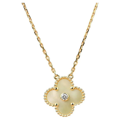 [Vintora]COLLIER TRÈFLE 15 MM OR DIAMANT NACRE