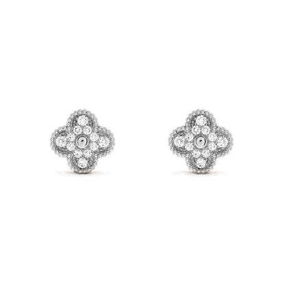 [Vintora]CLOVER 1 MOTIFS DIAMOND STUD EARRINGS SILVER