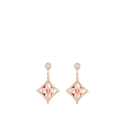 [Vintora]DOUBLE STAR PINK GOLD MOP DROP EARRINGS