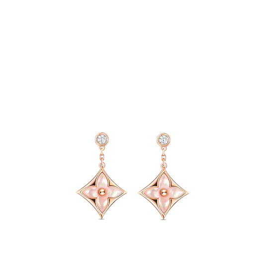 [Vintora]DOUBLE STAR PINK GOLD MOP DROP EARRINGS