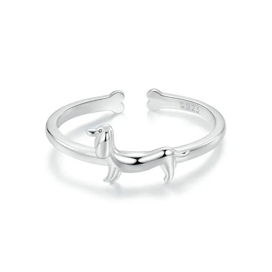 Bague ouverte motif chien - Bague fantaisie