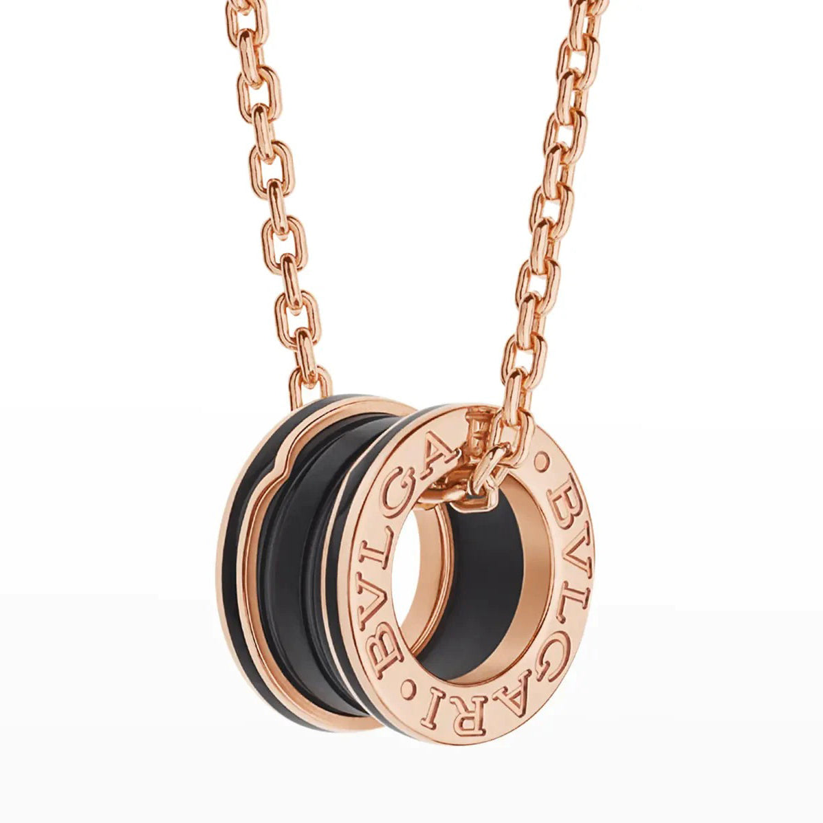 [Vintora]ZERO 1 BLACK CERAMIC PINK GOLD NECKLACE