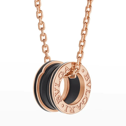 [Vintora]ZERO 1 BLACK CERAMIC PINK GOLD NECKLACE