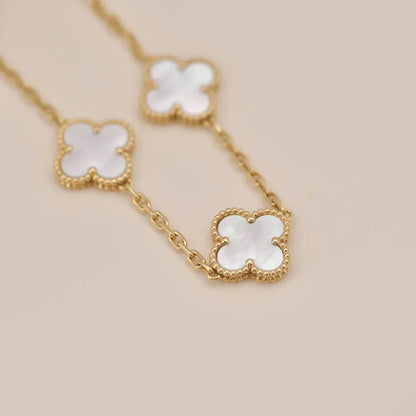 [?Vintora]CLOVER WHITE PEARL MOP 5 MOTIF BRACELET COLLECTION