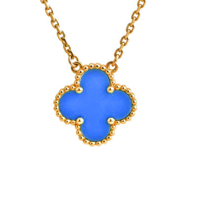 [Vintora]COLLIER TRÈFLE 15 MM EN AGATE BLEUE