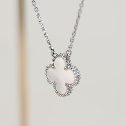 [Vintora]TRÈFLE 15MM NACRE BLANCHE ARGENT