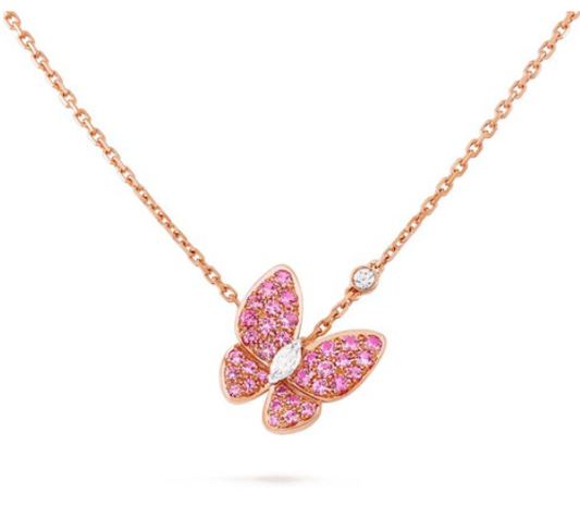 [Vintora]BUTTERFLY RED DIAMOND ROSE GOLD NECKLACE