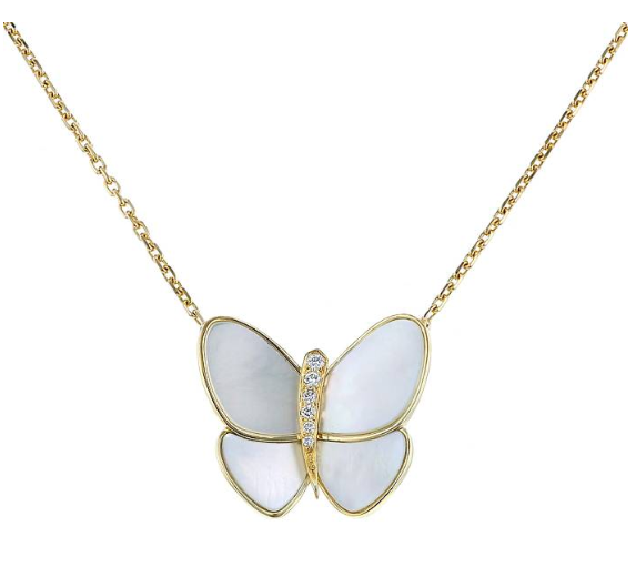 [Vintora]COLLIER PAPILLON OR NACRE DIAMANT