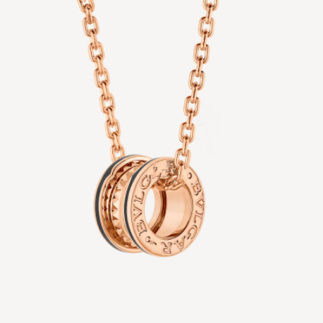 [Vintora]ZERO 1 ROCK PEDANT PINK GOLD BLACK NECKLACE