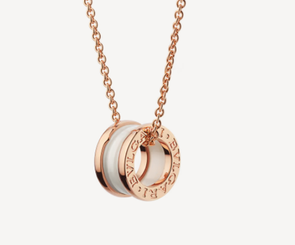[Vintora]ZERO 1 WHITE CERAMIC PINK GOLD NECKLACE
