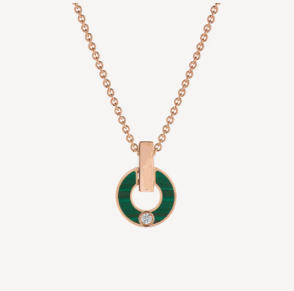 [Vintora]GARI NECKLACE PINK GOLD MALACHITE