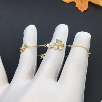 [Vintora]BRACELET 5 FLEURS FRIVOLE OR