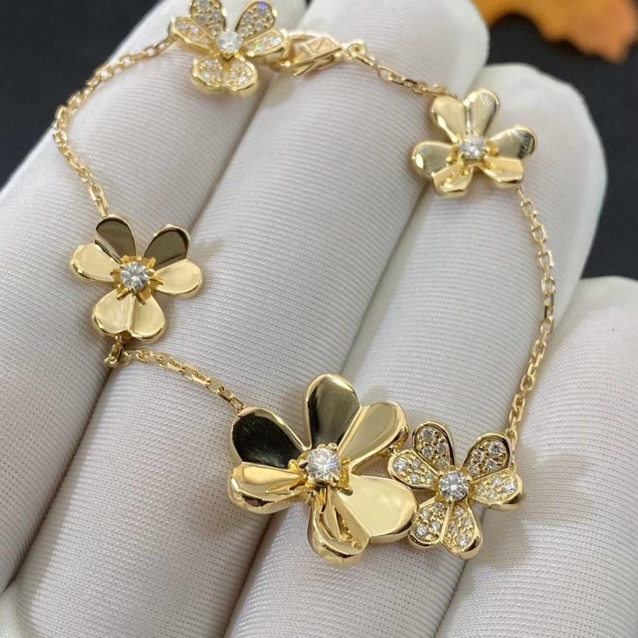 [Vintora]BRACELET 5 FLEURS FRIVOLE OR