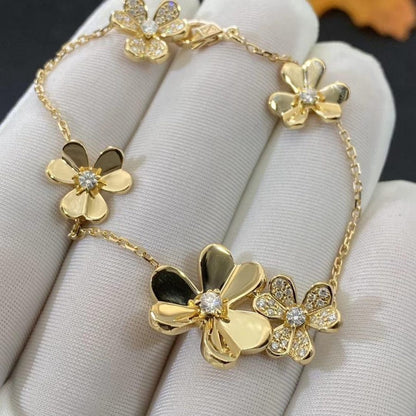 [Vintora]BRACELET 5 FLEURS FRIVOLE OR