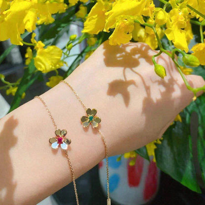 [Vintora]BRACELET FRIVOLE FLEUR OR MALACHITE ROSE
