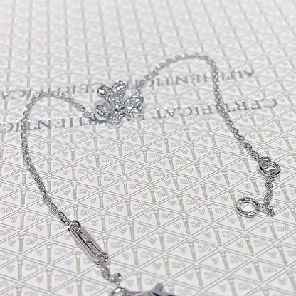 [Vintora]BRACELET FRIVOLE FLEUR ARGENT ET DIAMANTS