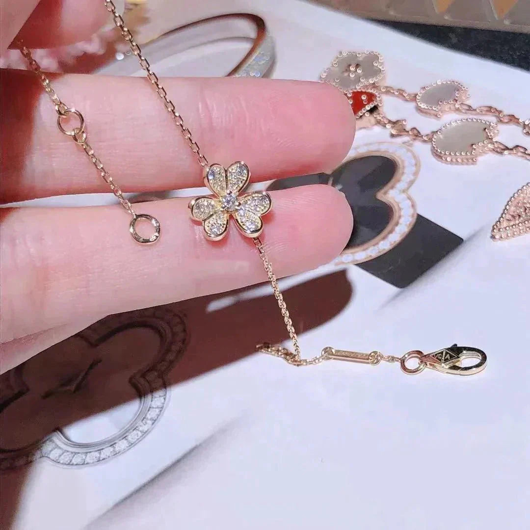 [Vintora]BRACELET FRIVOLE FLEUR OR ET DIAMANTS