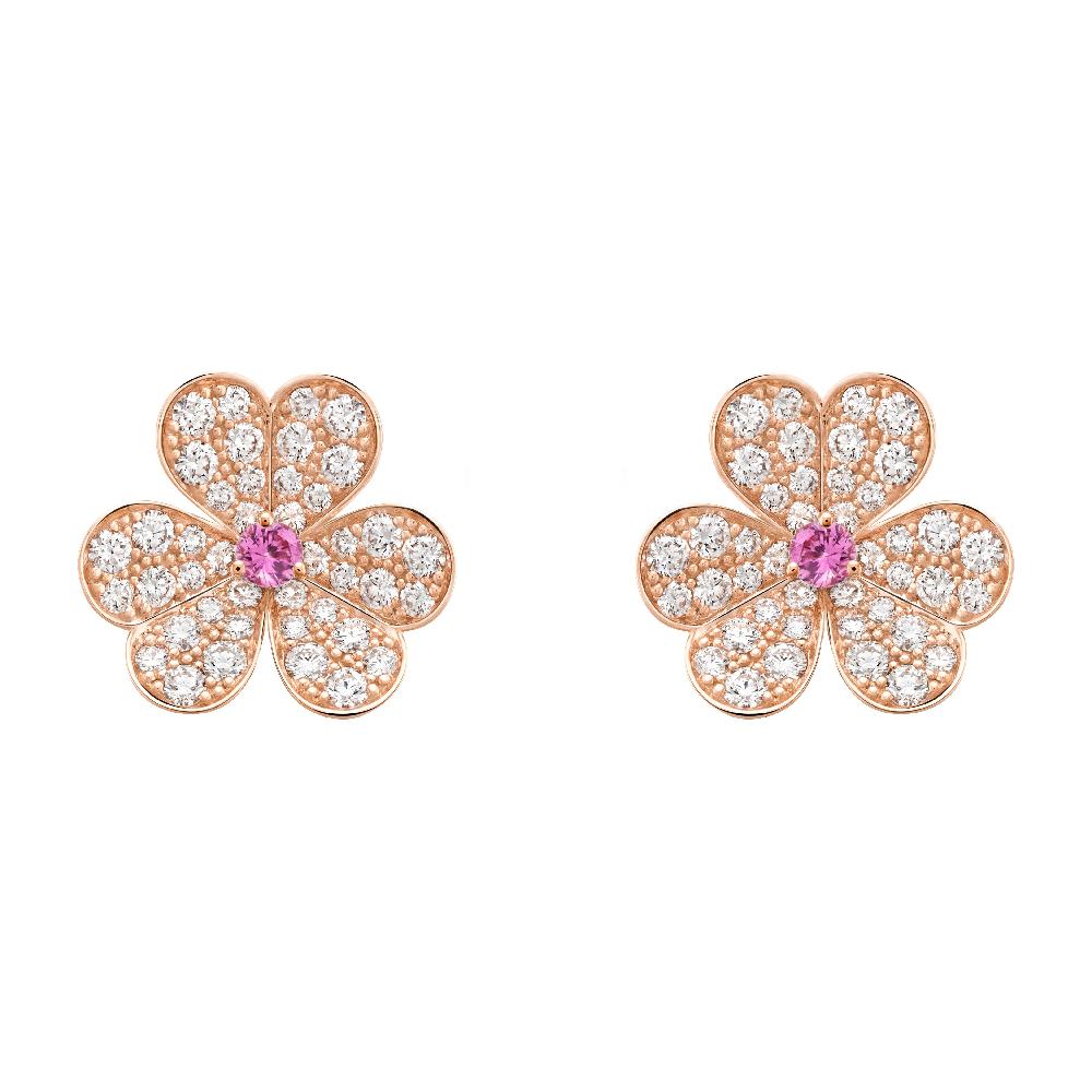 [Vintora]FRIVOLE PINK GOLD FLOWER DIAMOND EARRINGS