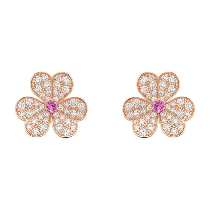 [Vintora]FRIVOLE PINK GOLD FLOWER DIAMOND EARRINGS