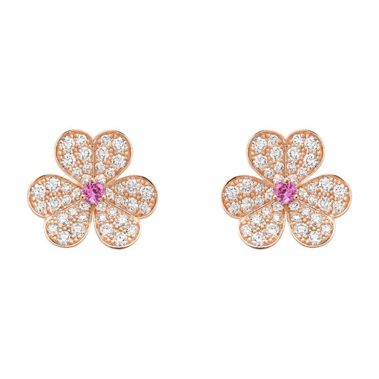 [Vintora]FRIVOLE PINK GOLD FLOWER DIAMOND EARRINGS