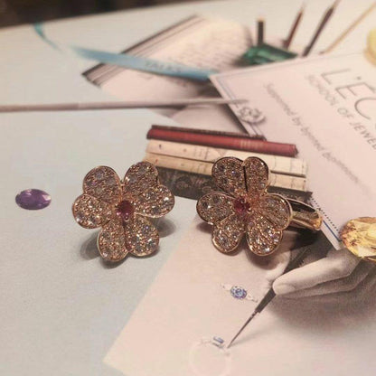 [Vintora]FRIVOLE PINK GOLD FLOWER DIAMOND EARRINGS