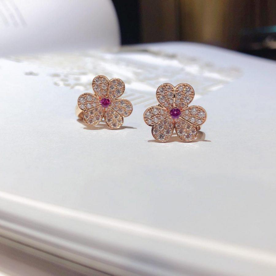 [Vintora]FRIVOLE PINK GOLD FLOWER DIAMOND EARRINGS