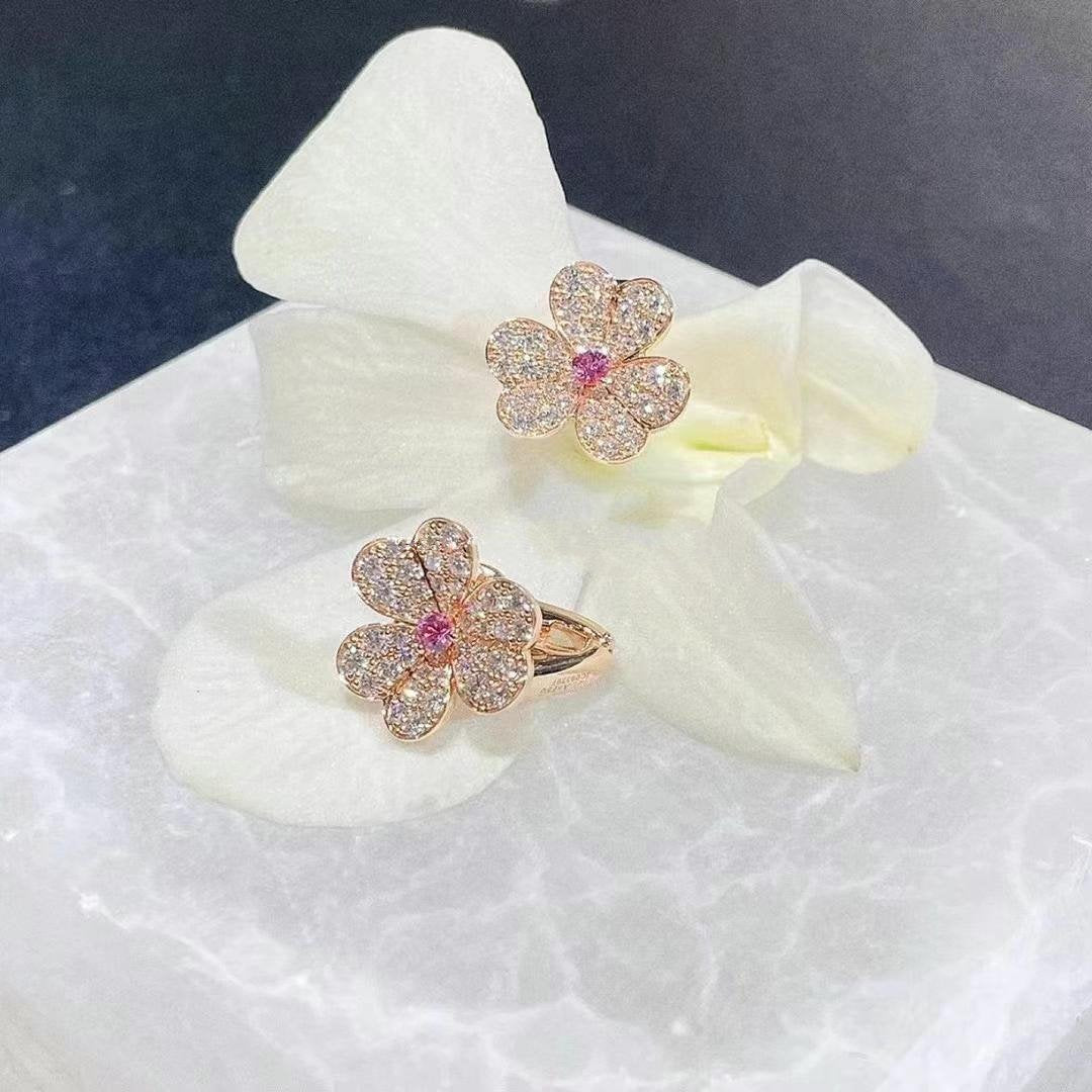 [Vintora]FRIVOLE PINK GOLD FLOWER DIAMOND EARRINGS